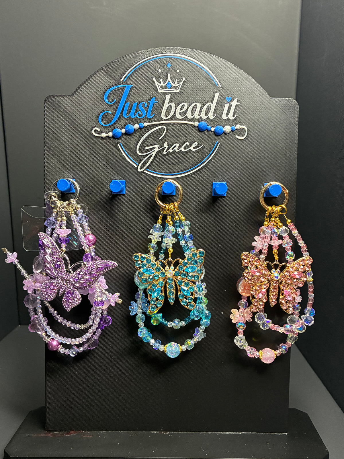 RHINESTONE BUTTERFLY PHONE CHAINS & BAG CHARMS