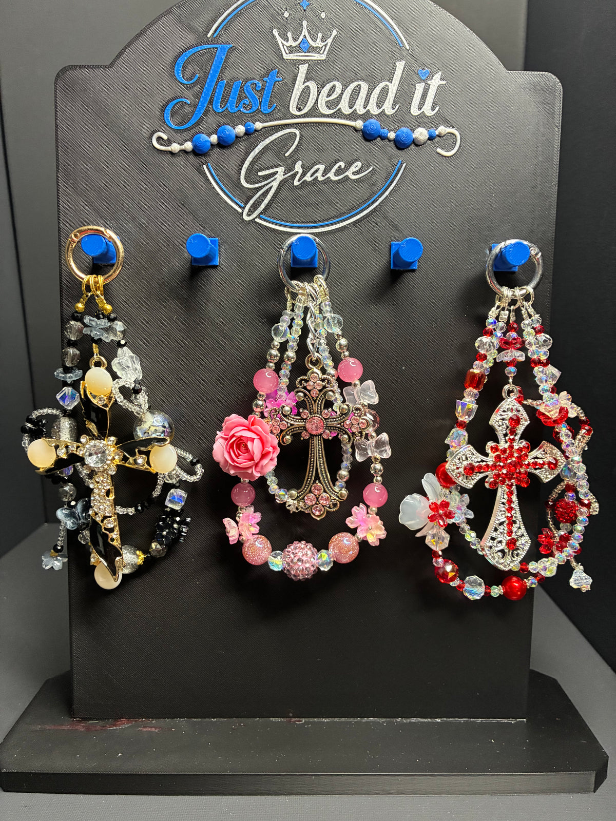 RHINESTONE CROSS PHONE CHAINS & BAG CHARMS