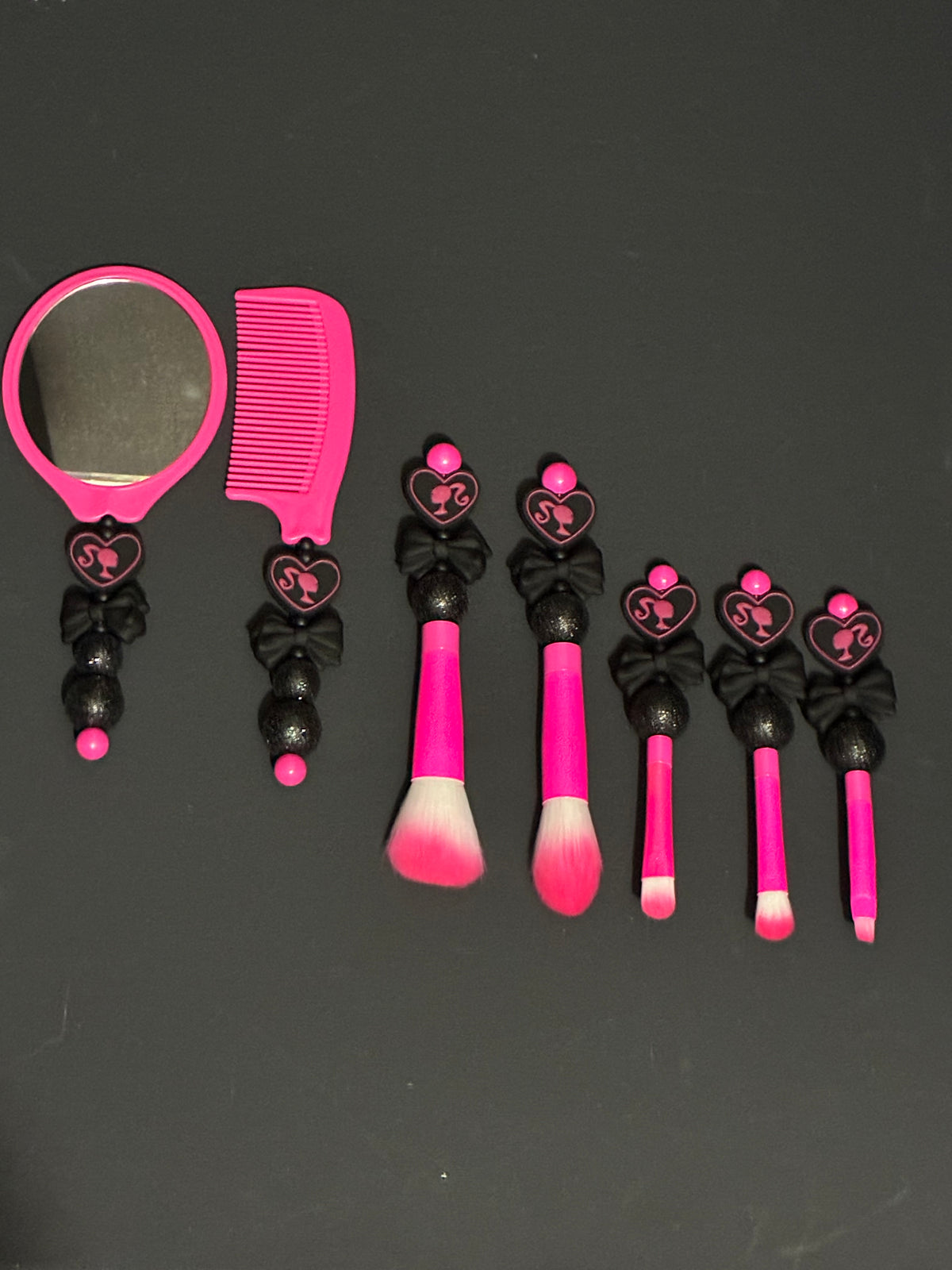 Pink Glam Makeup Brush Set and a Mirror & Comb Set